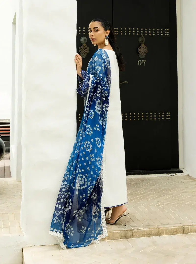 Zainab Chottani Chikankari 25 | Blue and White | Unstitched | Festive wear| Reem - 8A | 3 pc set.