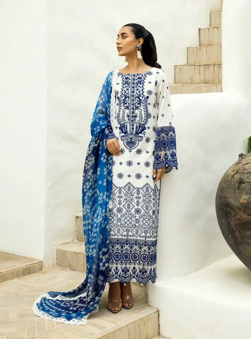 Zainab Chottani Chikankari 25 | Blue and White | Unstitched | Festive wear| Reem - 8A | 3 pc set.