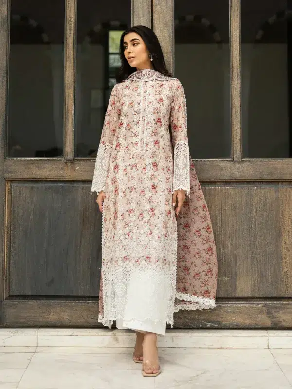 Zainab Chottani Chikankari 25 | Ethereal Peach | Unstitched | Festive wear| Lamia - 9A | 3 pc set.