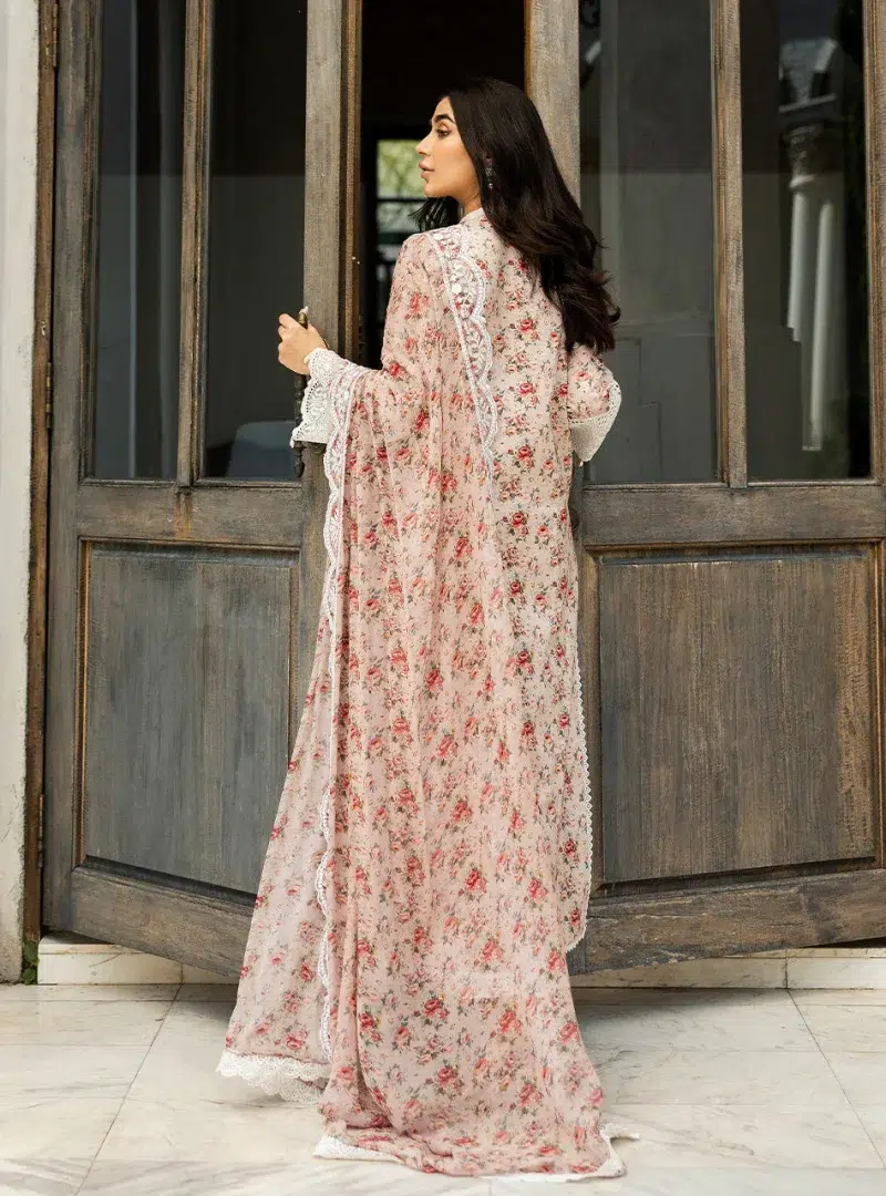 Zainab Chottani Chikankari 25 | Ethereal Peach | Unstitched | Festive wear| Lamia - 9A |  3 pc set.