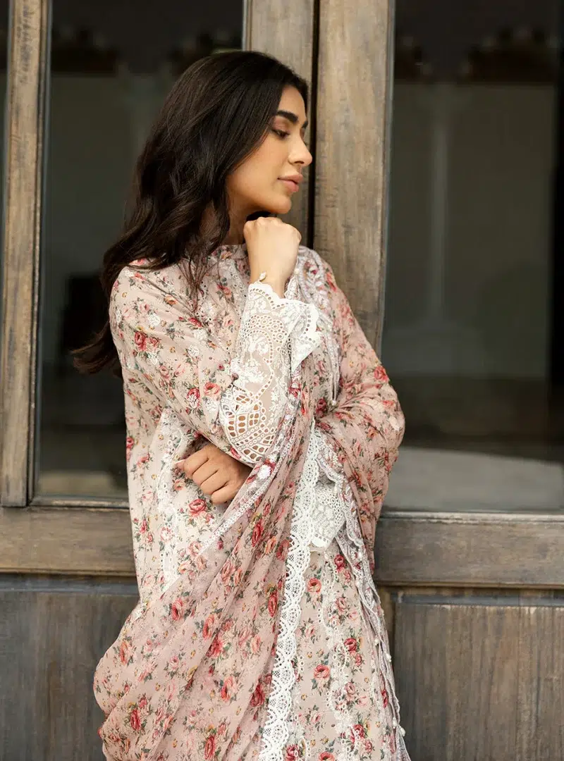 Zainab Chottani Chikankari 25 | Ethereal Peach | Unstitched | Festive wear| Lamia - 9A |  3 pc set.