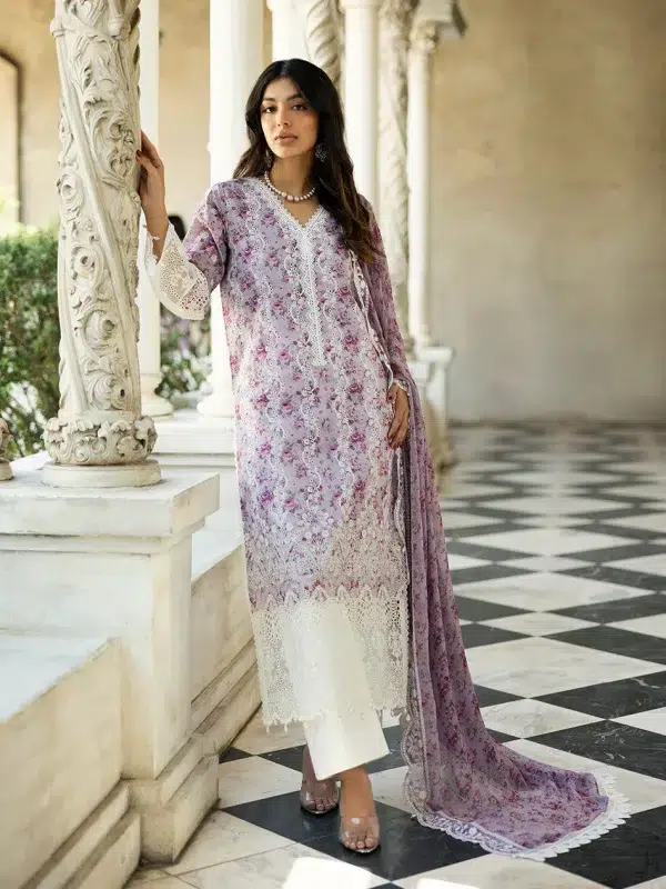 Zainab Chottani Chikankari 25 | Ethereal Lilac | Unstitched | Festive wear| Lamia - 9B | 3 pc set.