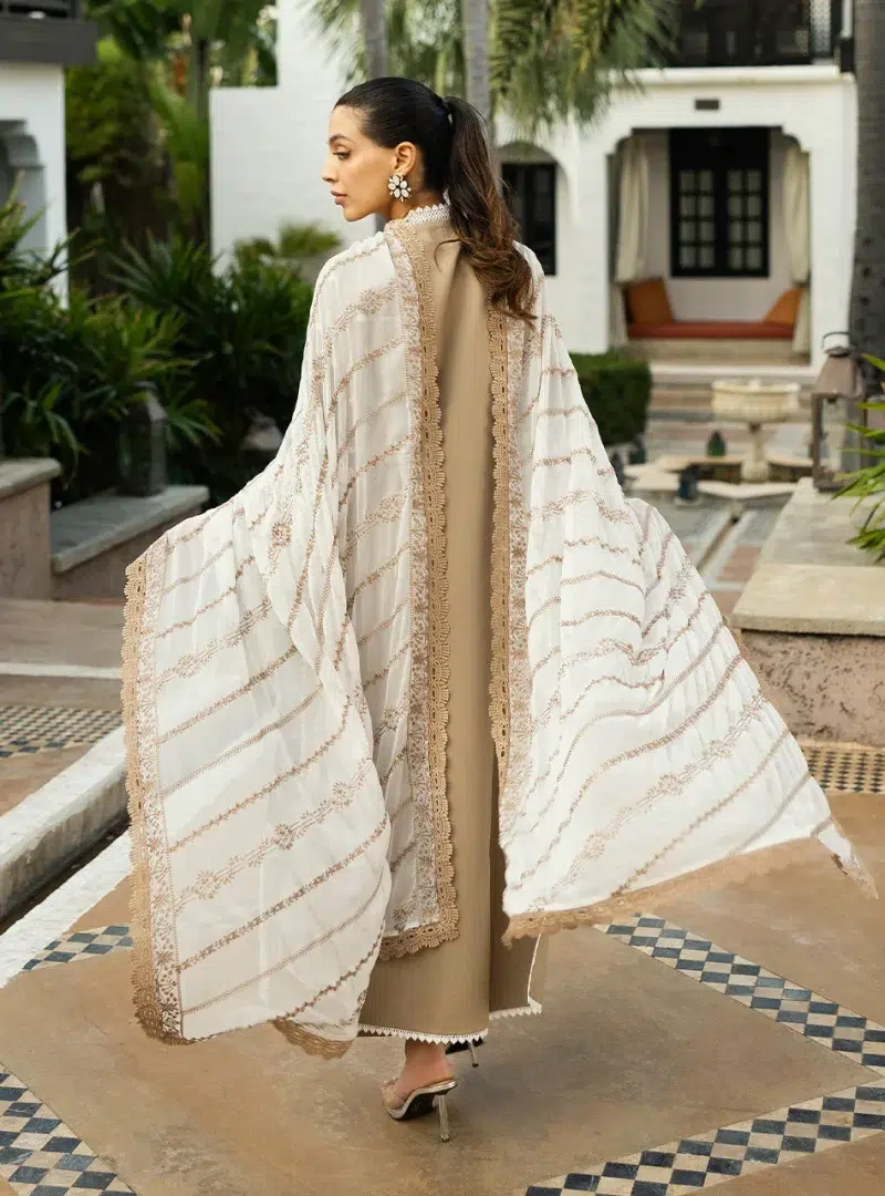 Zainab Chottani Chikankari 25 | Elegant Beige | Unstitched | Festive wear| Sia - 11A | 3 pc set.