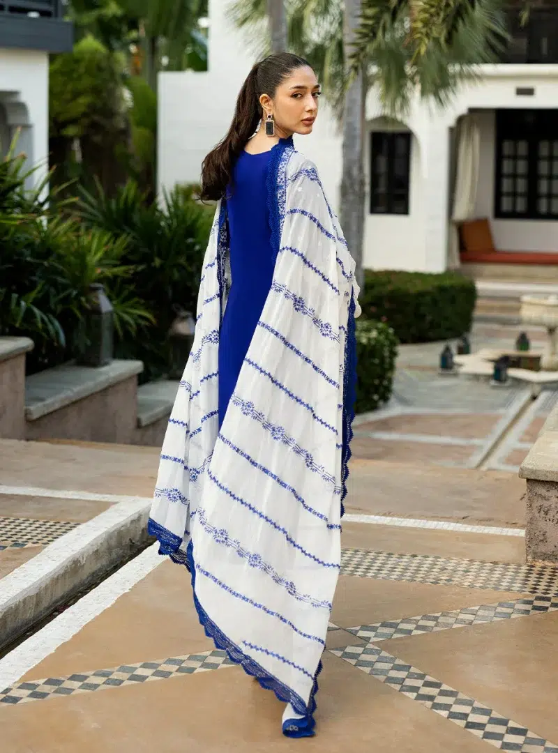 Zainab Chottani Chikankari 25 | Cobalt Blue | Unstitched | Festive wear| Sia - 11B | 3 pc set.