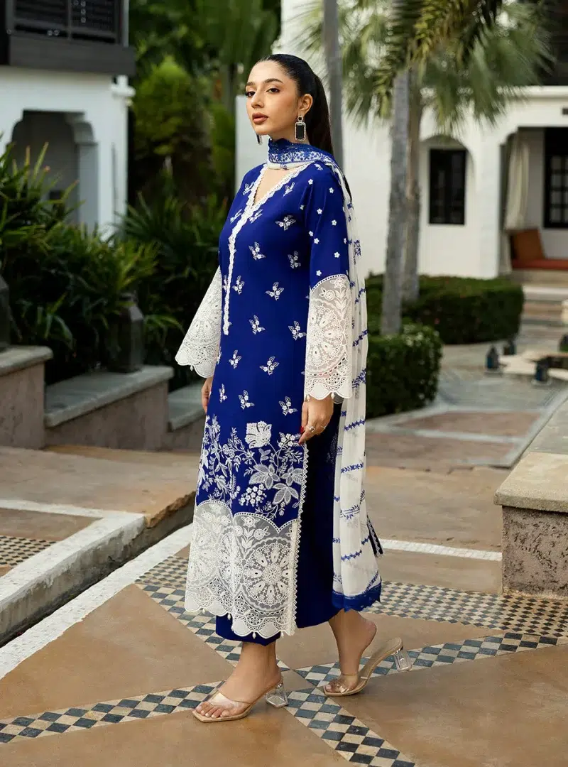 Zainab Chottani Chikankari 25 | Cobalt Blue | Unstitched | Festive wear| Sia - 11B | 3 pc set.