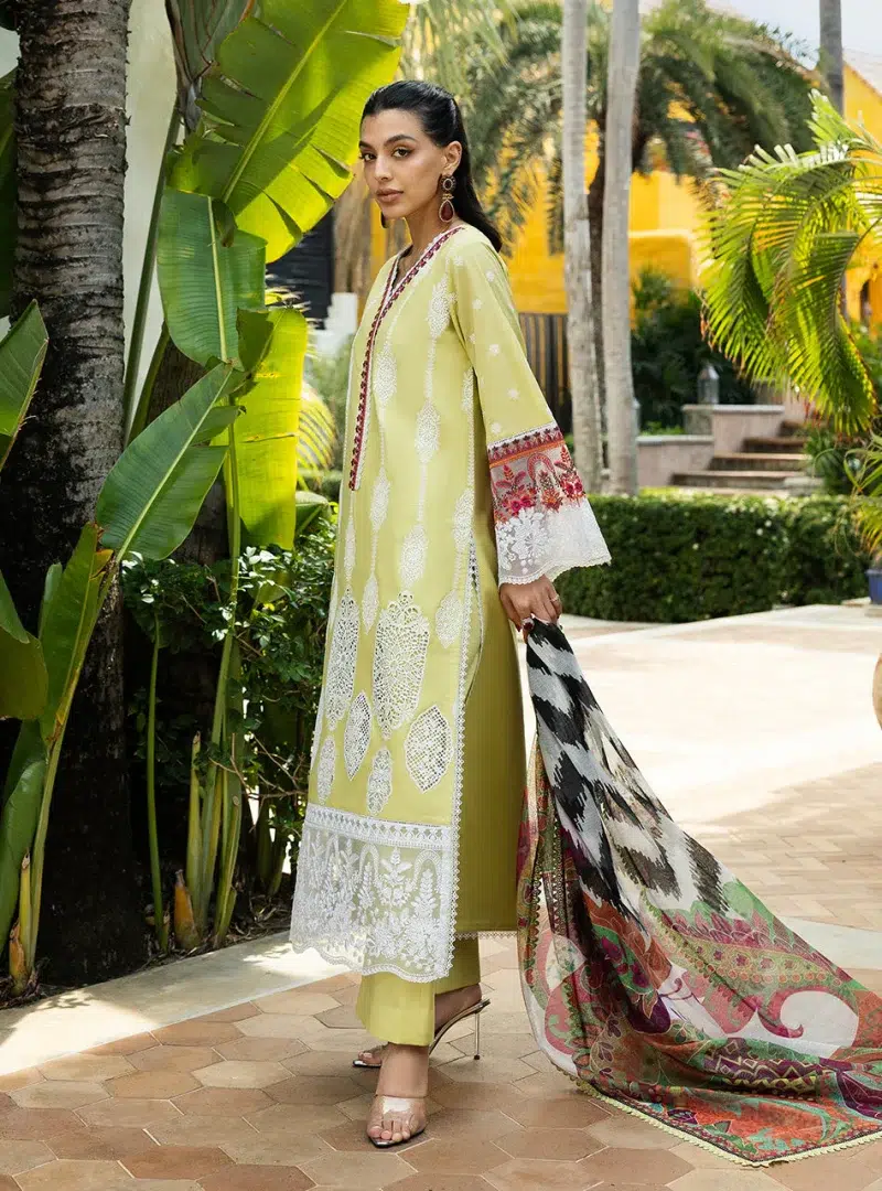 Zainab Chottani Chikankari 25 | Lime Yellow | Unstitched | Festive wear| Rayne - 12A | 3 pc set.