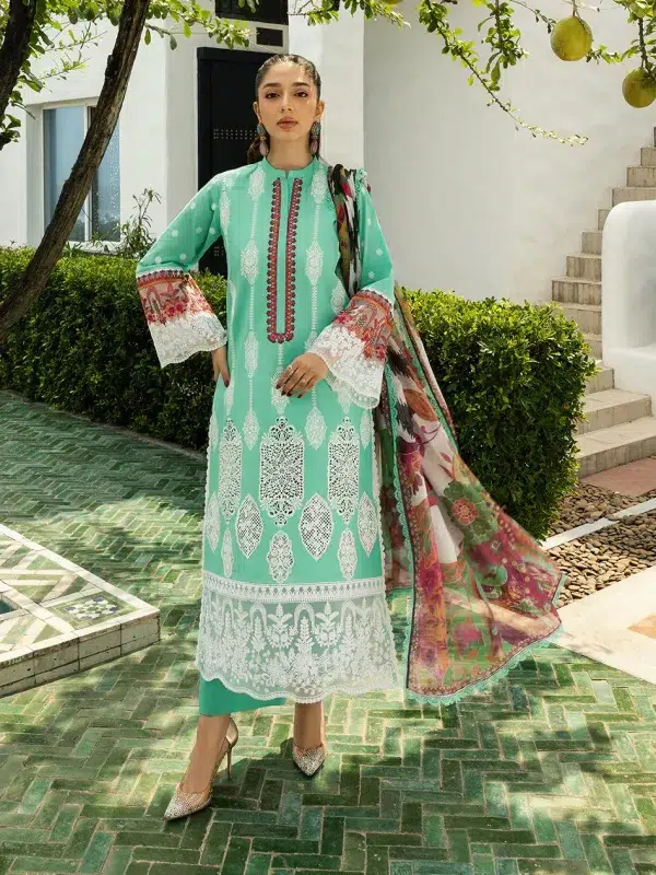 Zainab Chottani Chikankari 25 | Mint Green | Unstitched | Festive wear| Rayne - 12B | 3 pc set.