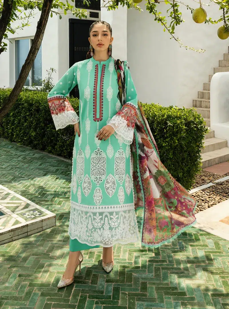 Zainab Chottani Chikankari 25 | Mint Green | Unstitched | Festive wear| Rayne - 12B | 3 pc set.
