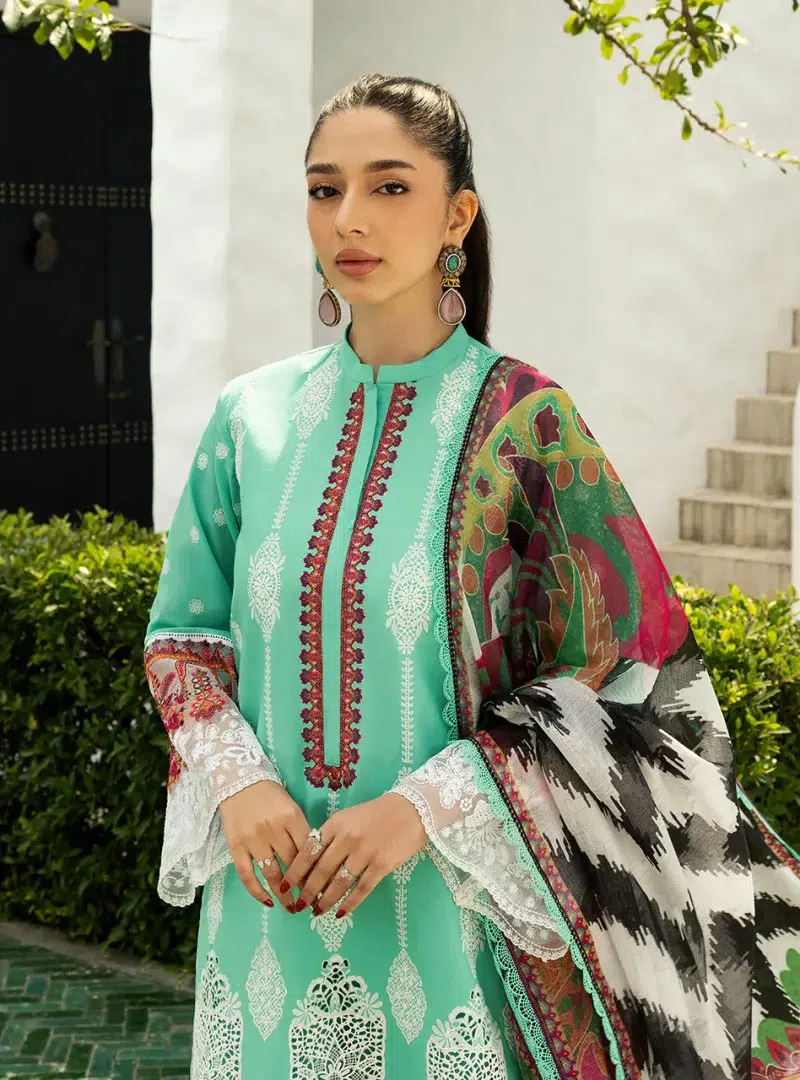 Zainab Chottani Chikankari 25 | Mint Green | Unstitched | Festive wear| Rayne - 12B | 3 pc set.