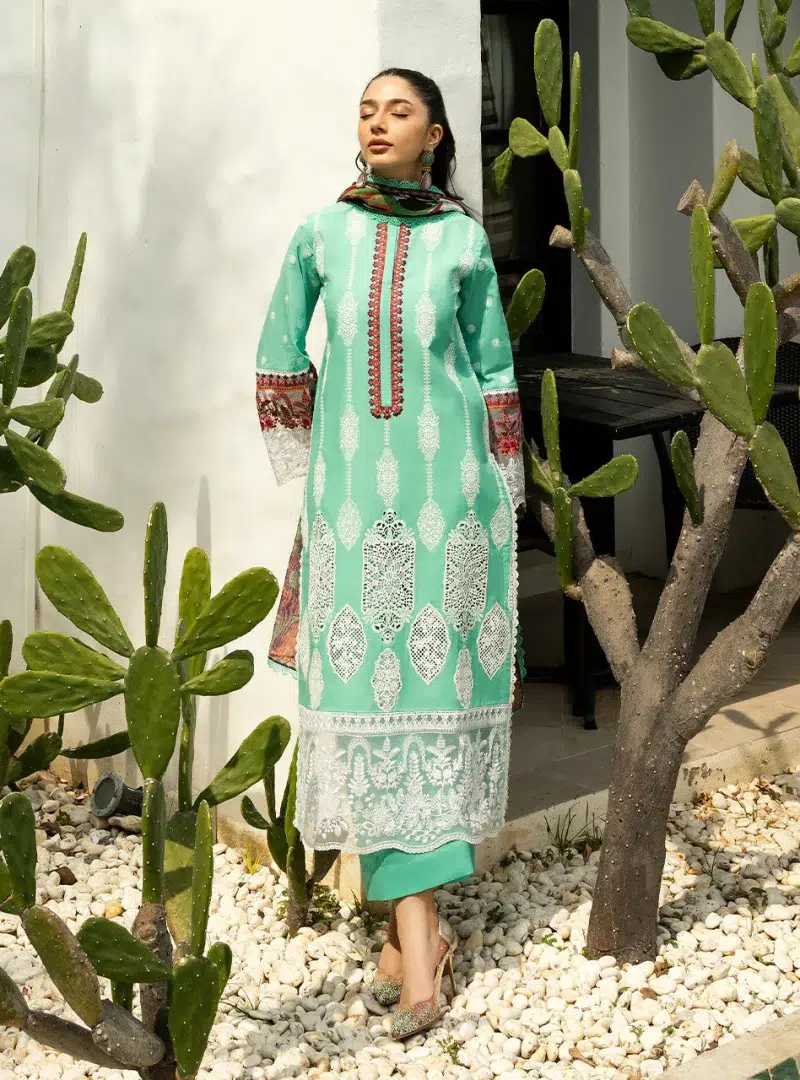 Zainab Chottani Chikankari 25 | Mint Green | Unstitched | Festive wear| Rayne - 12B | 3 pc set.