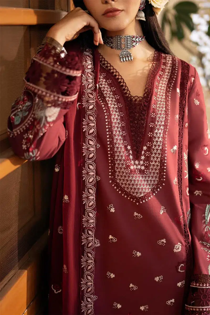 Zarposh | Sajni Lawn Edit 25 | Magenta | Unstitched | Festive wear | Nayirah | D04 | 3pc set.