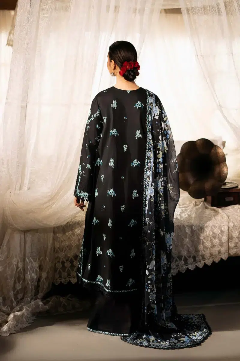 Zarposh | Sajni Lawn Edit 25 | Black | Unstitched | Festive wear | Mahzadi | D06 | 3pc set.