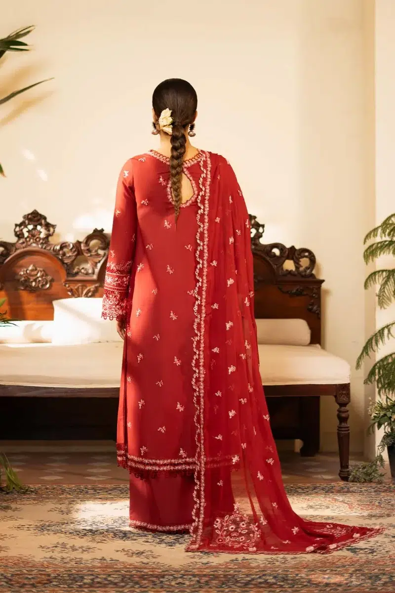 Zarposh | Sajni Lawn Edit 25 | Maroon | Unstitched | Festive wear | Noorjah | D07 | 3pc set.