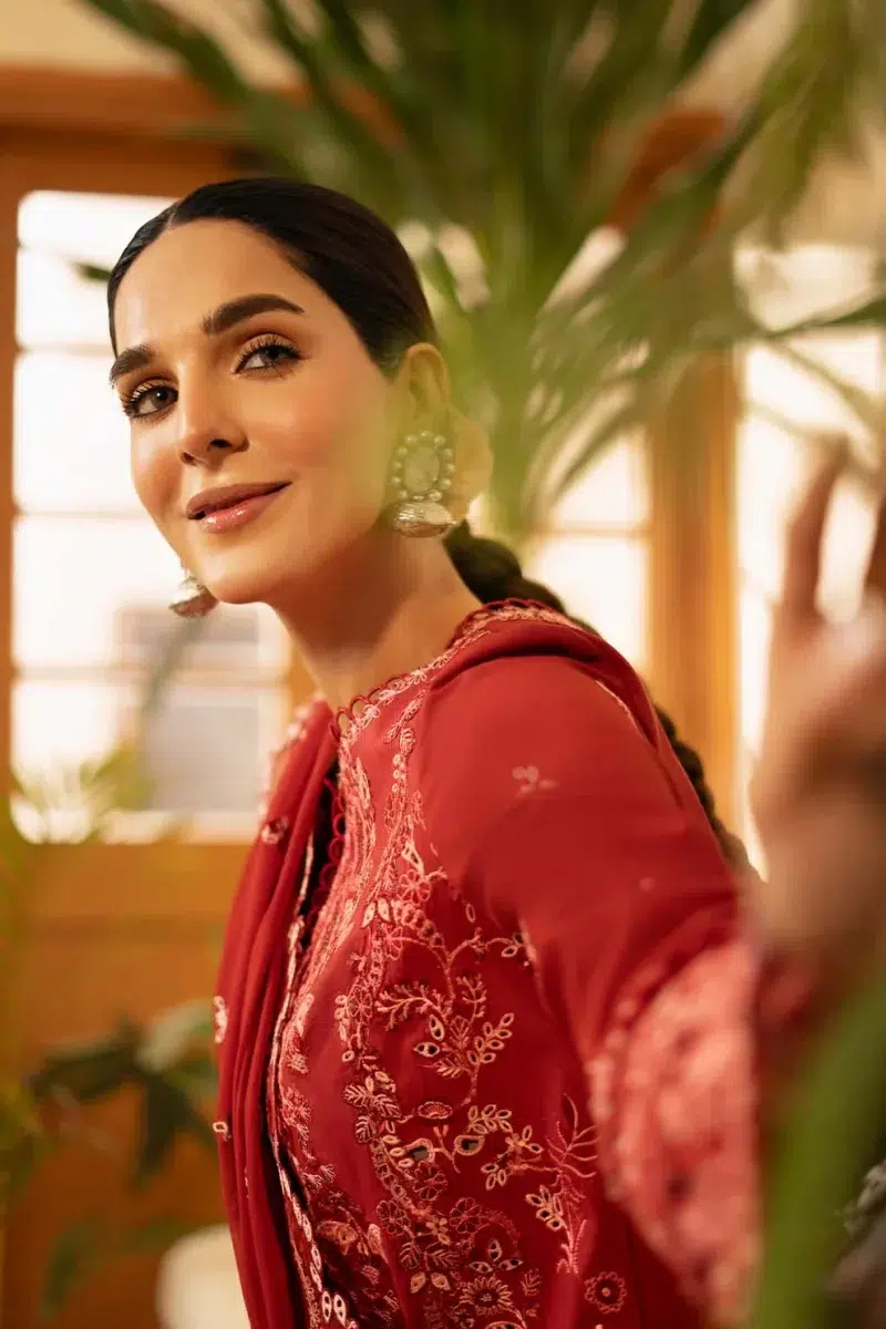 Zarposh | Sajni Lawn Edit 25 | Maroon | Unstitched | Festive wear | Noorjah | D07 | 3pc set.