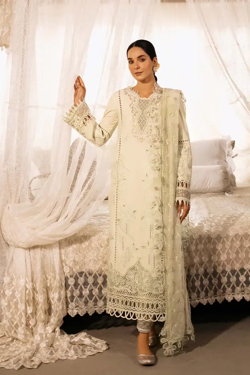 Zarposh | Sajni Lawn Edit 25 | Pista | Unstitched | Festive wear | Zarina | D08 | 3pc set.