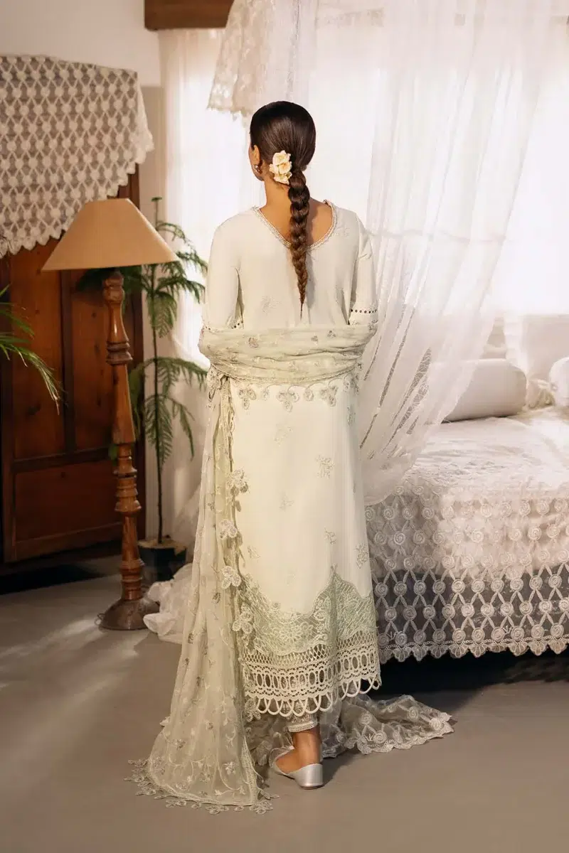 Zarposh | Sajni Lawn Edit 25 | Pista | Unstitched | Festive wear | Zarina | D08 | 3pc set.