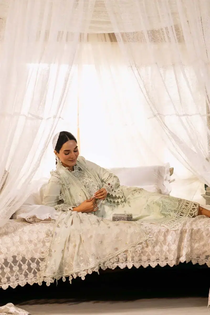 Zarposh | Sajni Lawn Edit 25 | Pista | Unstitched | Festive wear | Zarina | D08 | 3pc set.