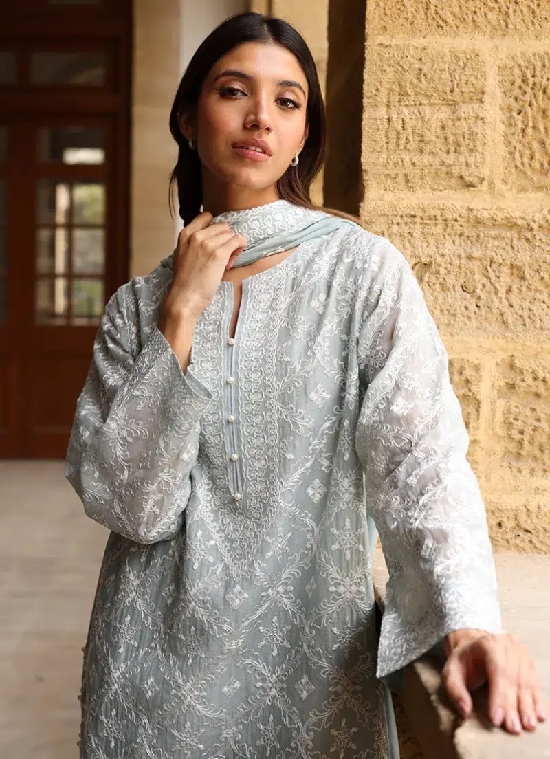 Image | Studio | Stitched | Embroidered Suit | Cotton | Light Teal | 3 pc set.