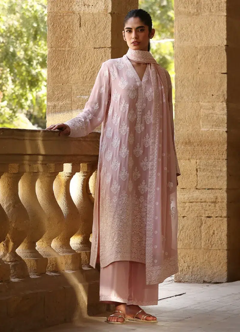 Image | Studio | Stitched | Embroidered Suit | Cotton | Pink | 3 pc set.