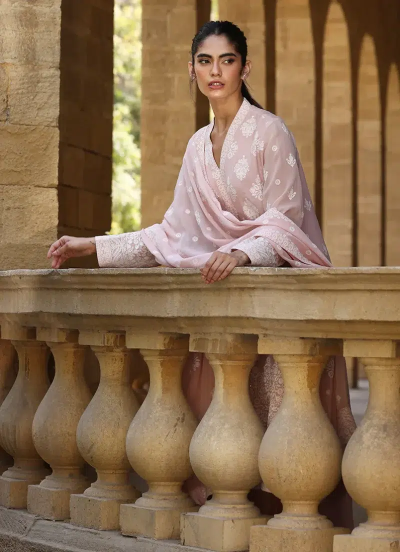 Image | Studio | Stitched | Embroidered Suit | Cotton | Pink | 3 pc set.