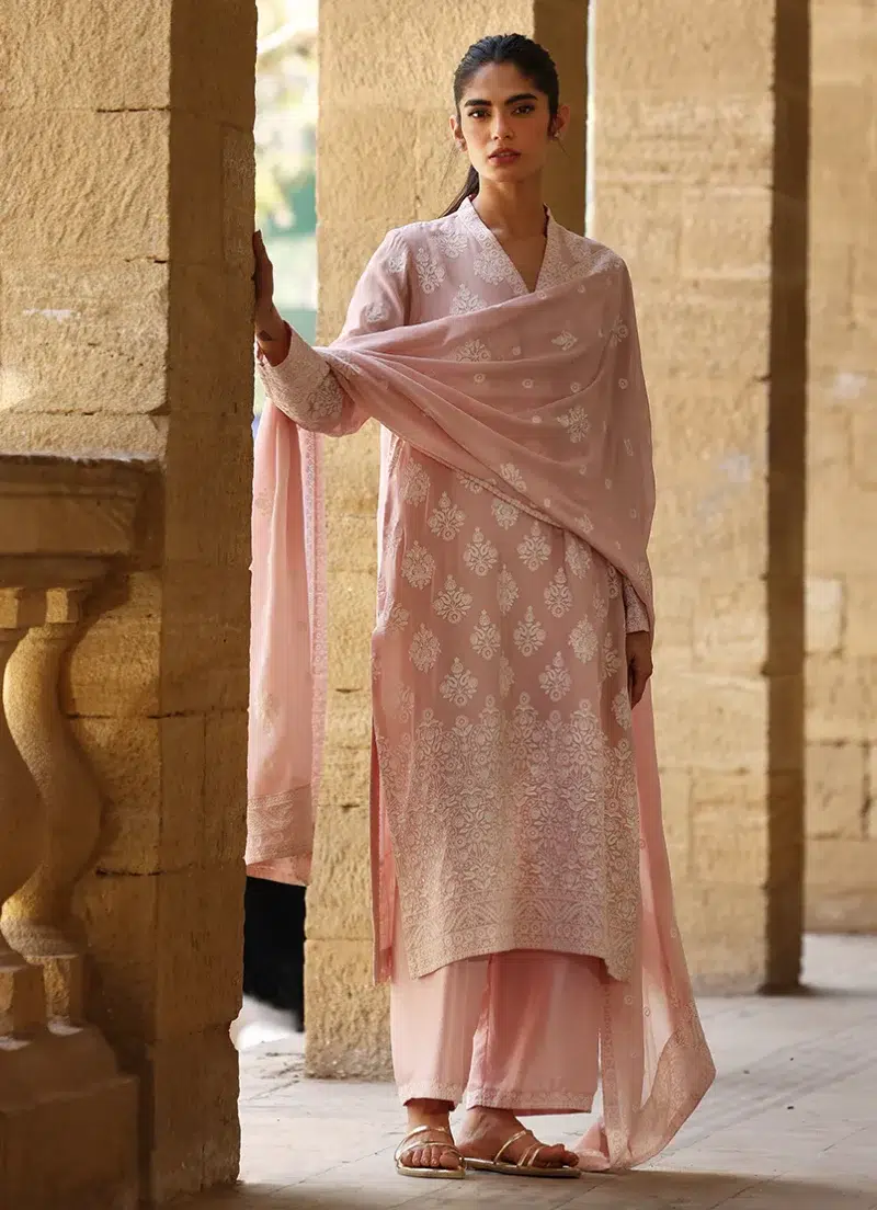 Image | Studio | Stitched | Embroidered Suit | Cotton | Pink | 3 pc set.