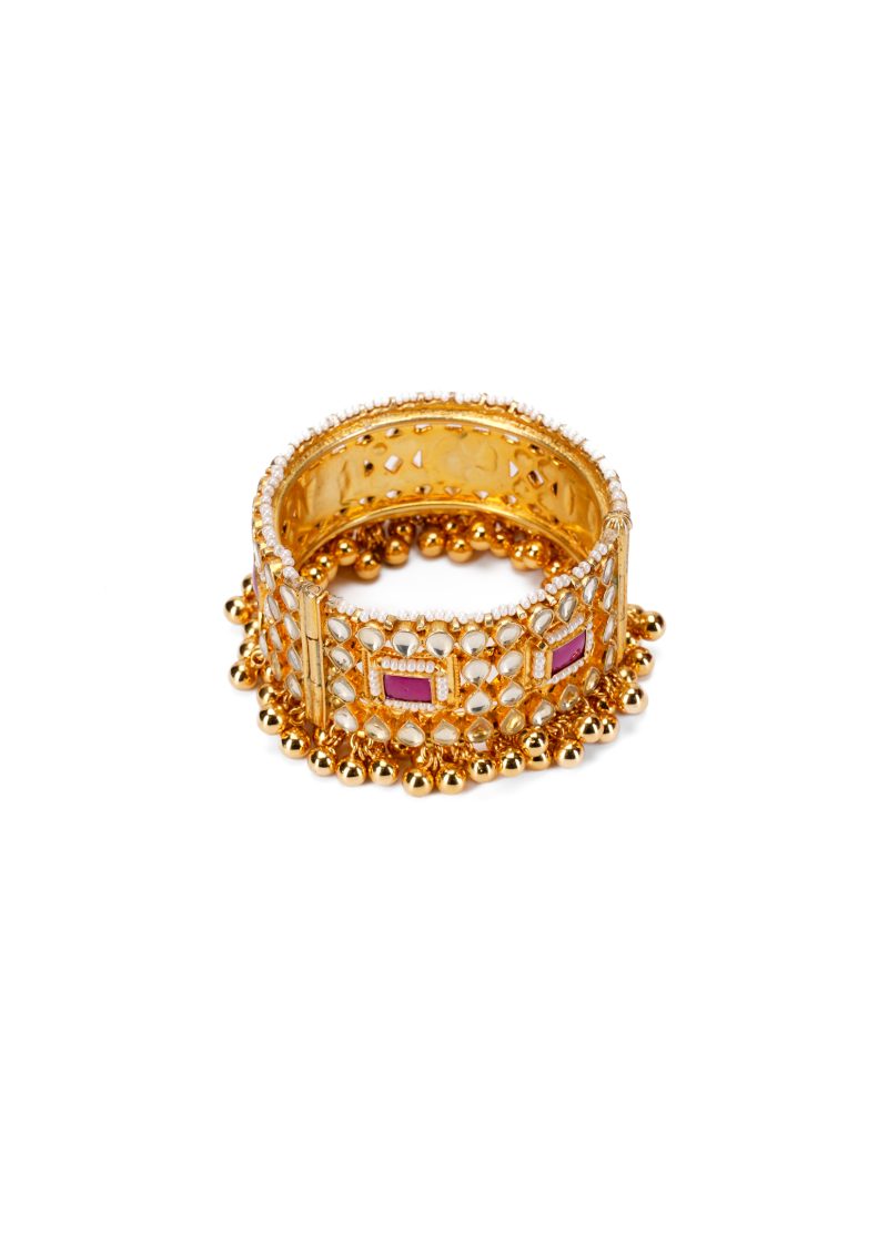 Silver Kundan Choker with Uncut Diamond | Baby Pink Stone, and Elegant Tassels