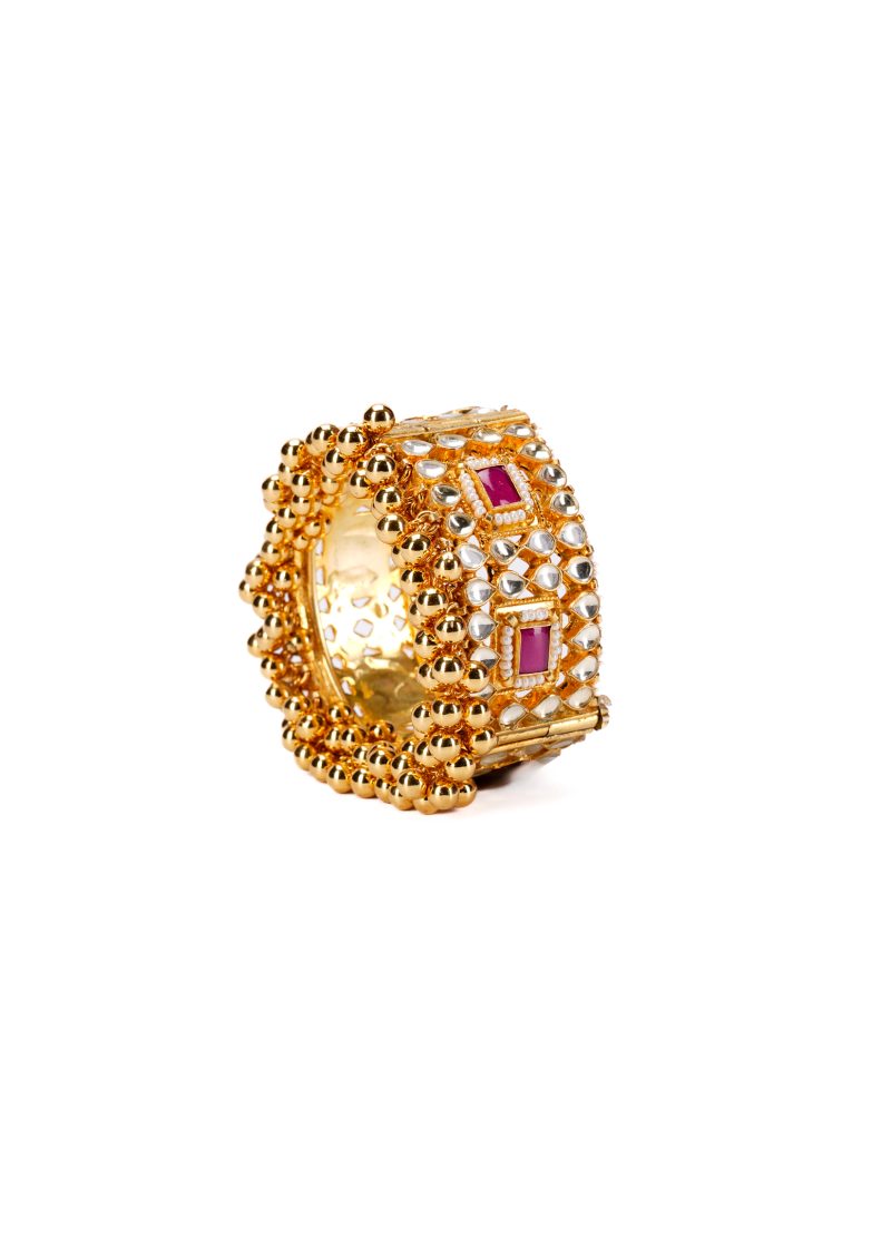 Silver Kundan Choker with Uncut Diamond | Baby Pink Stone, and Elegant Tassels