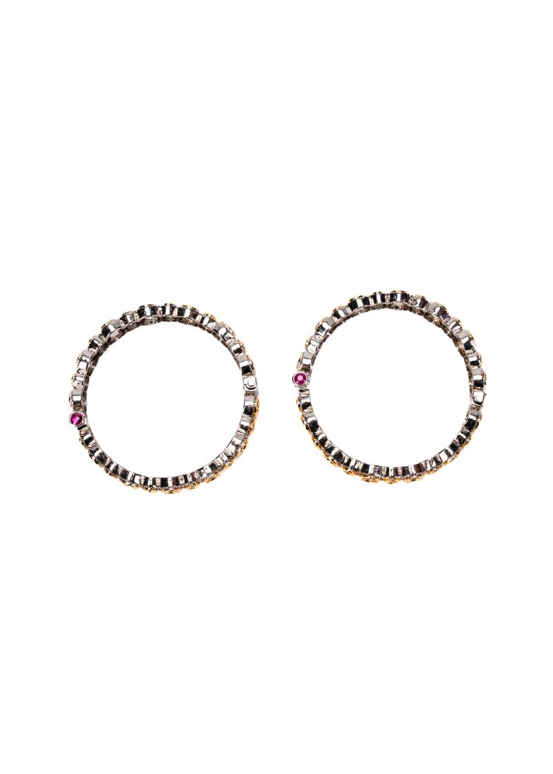 Choker Set | Gold Metal Silver Kundan with Blue Enamel Work & Off-White Lulu Tassel