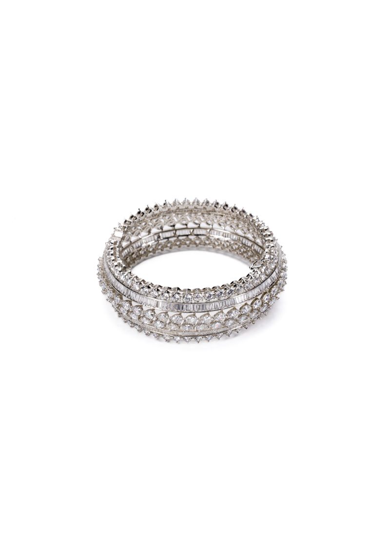Bangle Uncut Diamond | Silver Metal Black | Sophisticated | Style