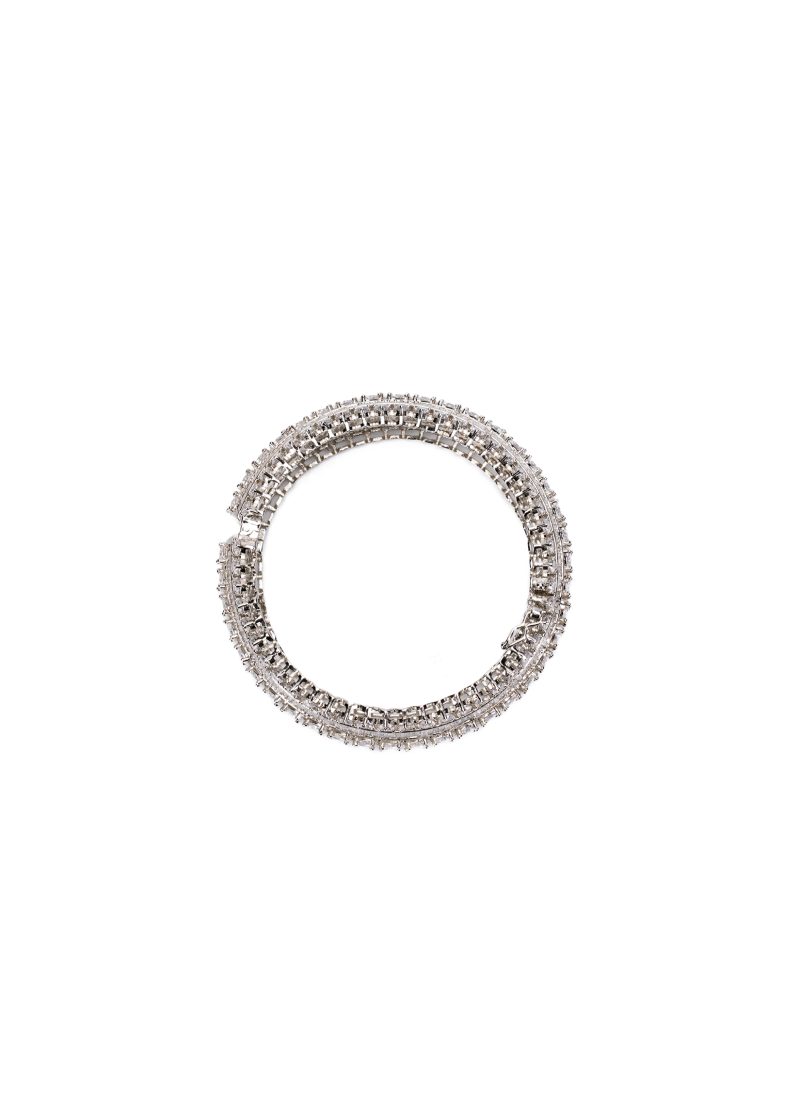Bangle Uncut Diamond | Silver Metal Black | Sophisticated | Style