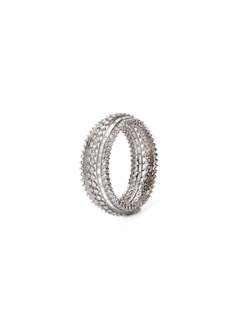 Bangle Uncut Diamond | Silver Metal Black | Sophisticated | Style