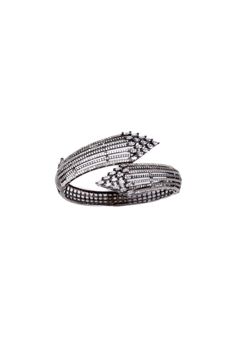 Rose Gold Bangles | White Swarovski and Rani Pink Ruby | Oval Shape Design