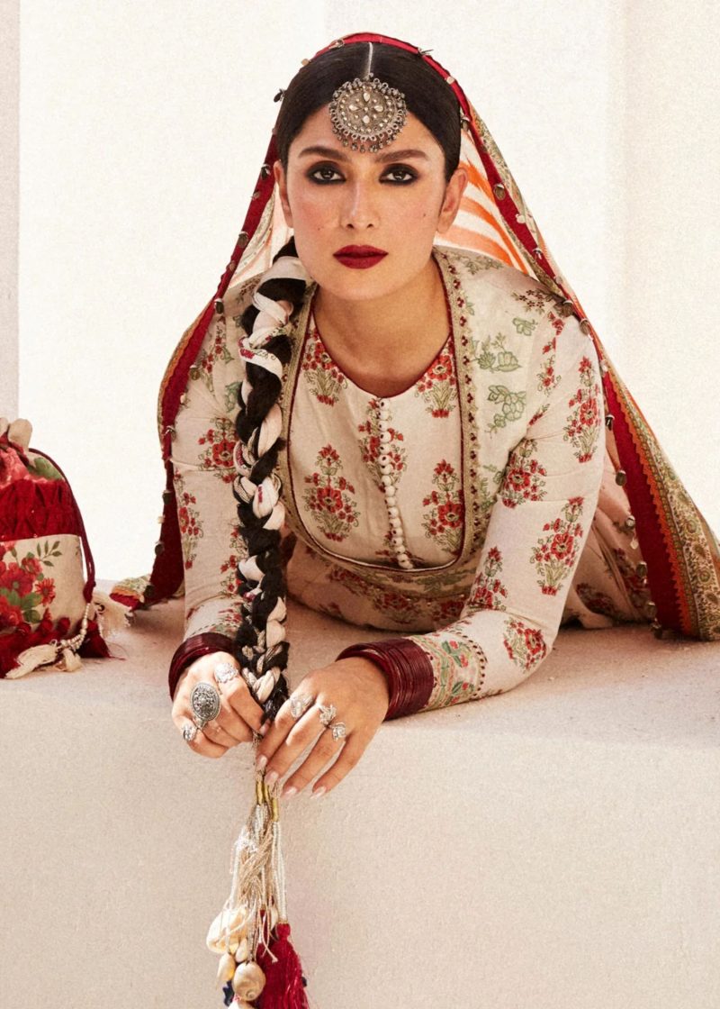 Zara Shahjahan Lawn | Cream | Unstitched | Wedding wear | embroidered Organza Dupatta | ANARKALI-11B