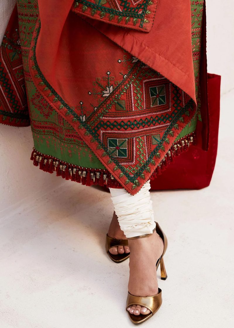 Zara Shahjahan Lawn | Green | Unstitched | Wedding wear | embroidered Organza Dupatta | DIYA-2B