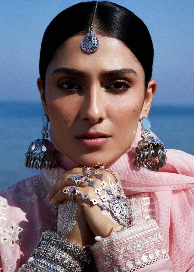 Zara Shahjahan Lawn | Light Pink | Unstitched | Wedding wear | embroidered Organza Dupatta | AMIRA-5A