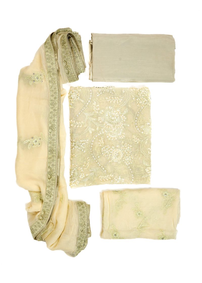 Maysarah Studio | Beige | Unstitched | Festival Wear | Kurta Set | 3 pc Set
