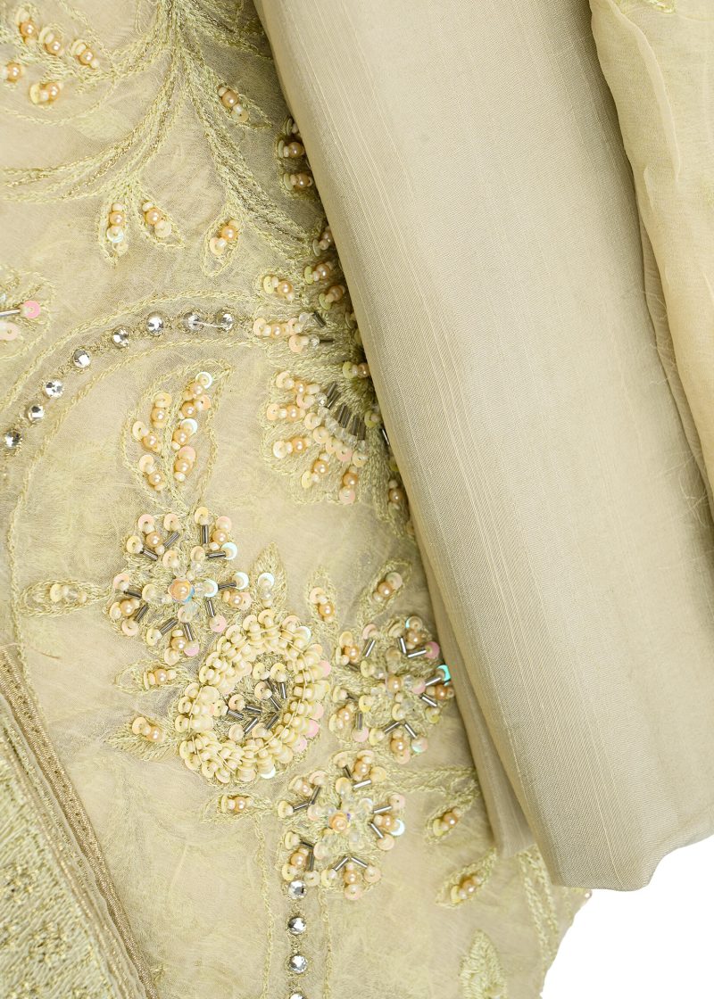 Maysarah Studio | Beige | Unstitched | Festival Wear | Kurta Set | 3 pc Set