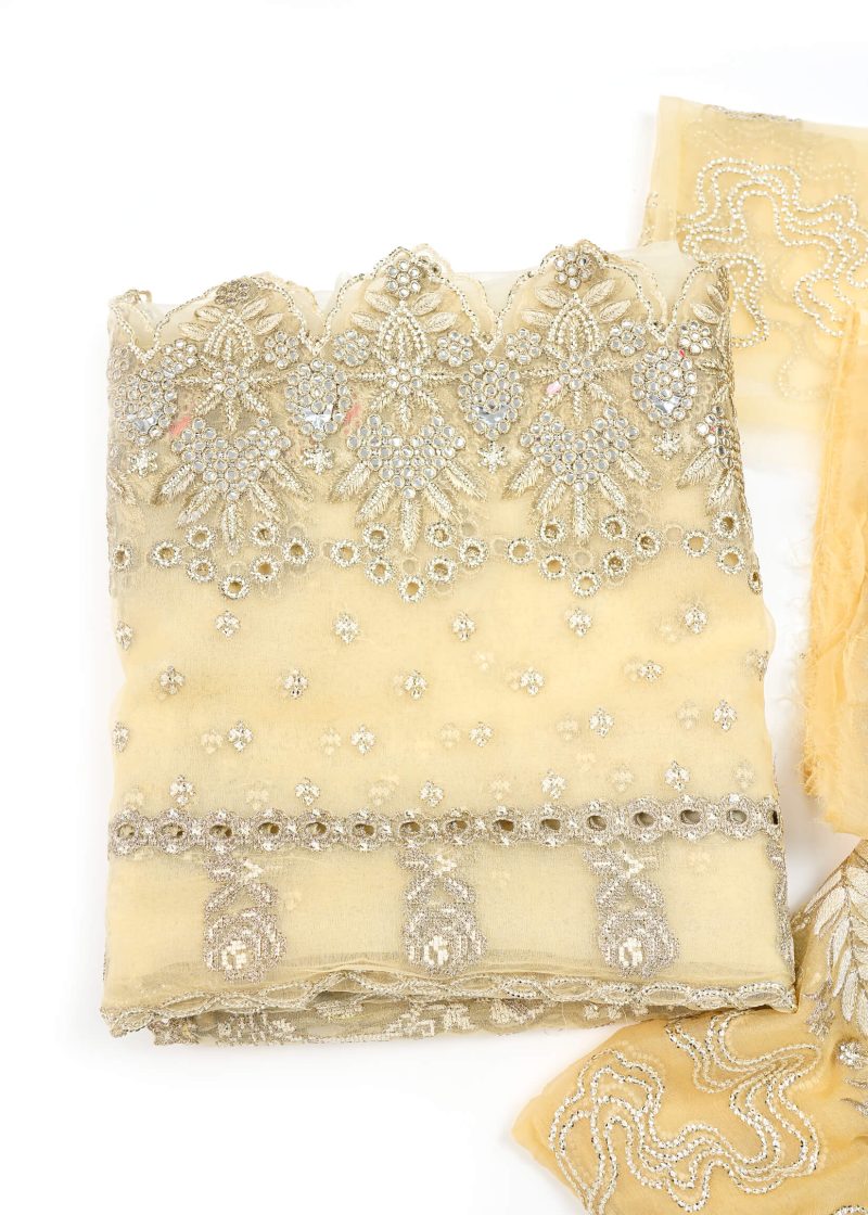 Maysarah Studio | Beige | Unstitched | Festival Wear | Kurta Set | 3 pc Set