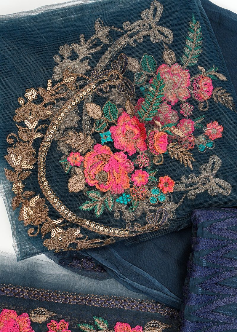 Maysarah Studio | Navy Blue | Unstitched | Festival Wear | Kurta Set | 2 pc Set