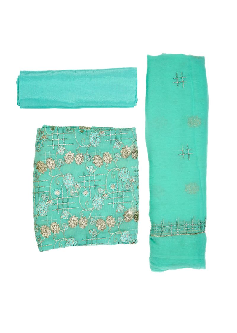 Maysarah Studio | Firozi | Unstitched | Festival Wear | Kurta Set | 3 pc Set