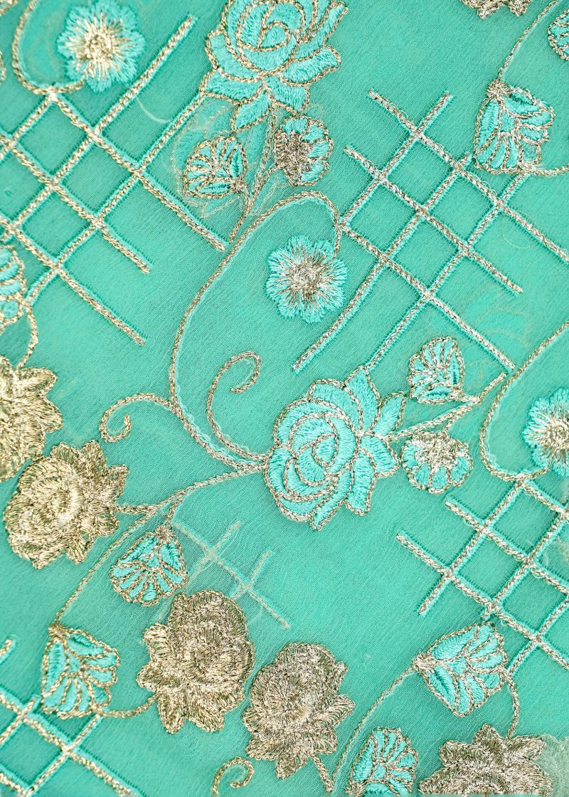 Maysarah Studio | Firozi | Unstitched | Festival Wear | Kurta Set | 3 pc Set