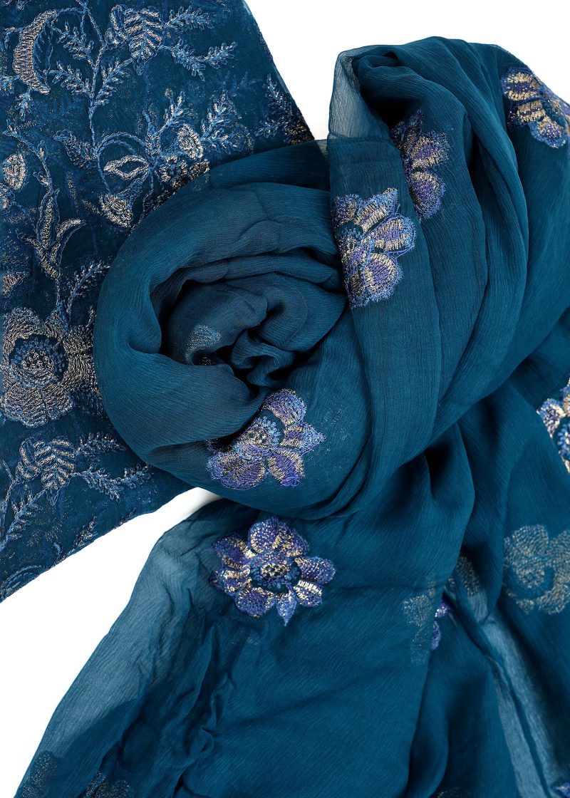 Maysarah Studio | Blue | Unstitched | Festival Wear | Kurta Set | 3 pc Set