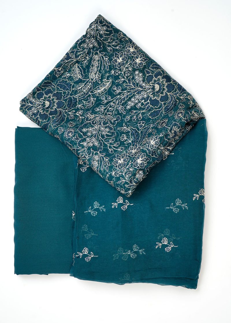 Maysarah Studio | Lama Blue | Unstitched | Festival Wear | Kurta Set | 3 pc Set