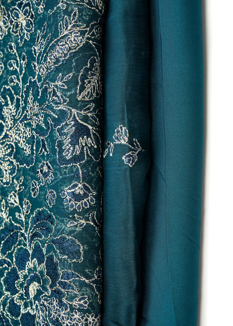 Maysarah Studio | Lama Blue | Unstitched | Festival Wear | Kurta Set | 3 pc Set