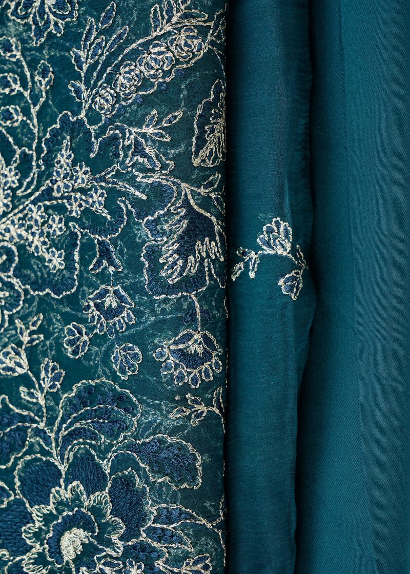 Maysarah Studio | Lama Blue | Unstitched | Festival Wear | Kurta Set | 3 pc Set