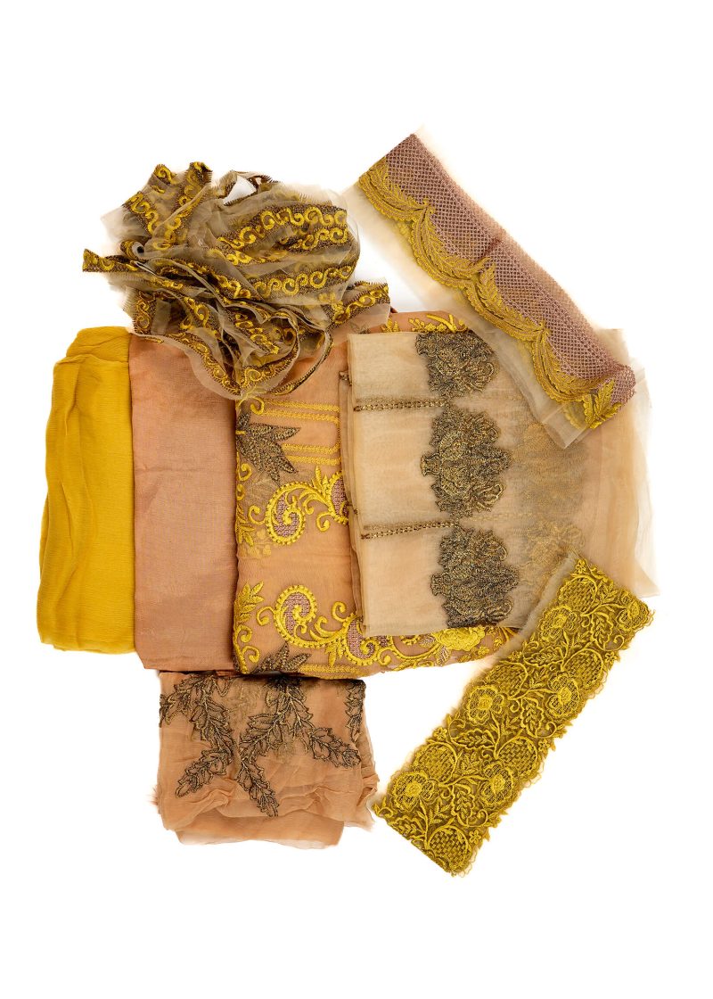 Maysarah Studio | Camel | Unstitched | Festival Wear | Kurta Set | 3 pc Set