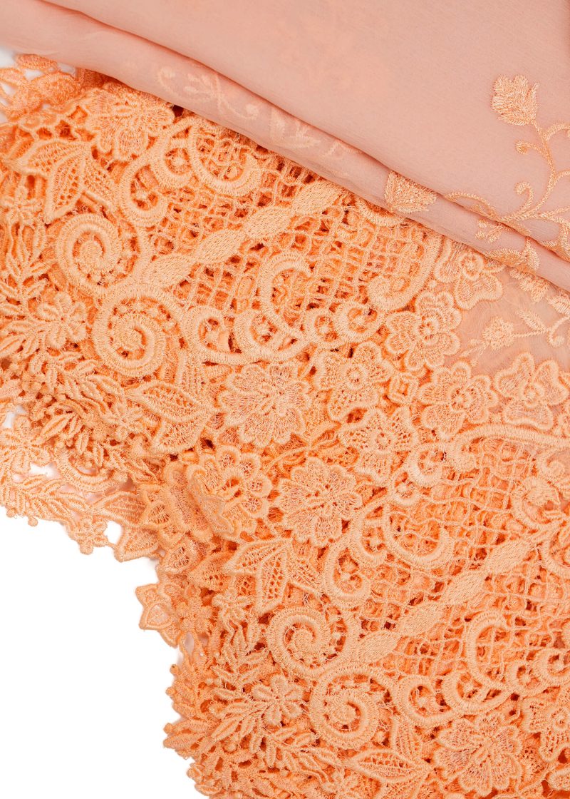 Maysarah Studio | Peach | Unstitched | Festival Wear | Kurta Set | 3 pc Set