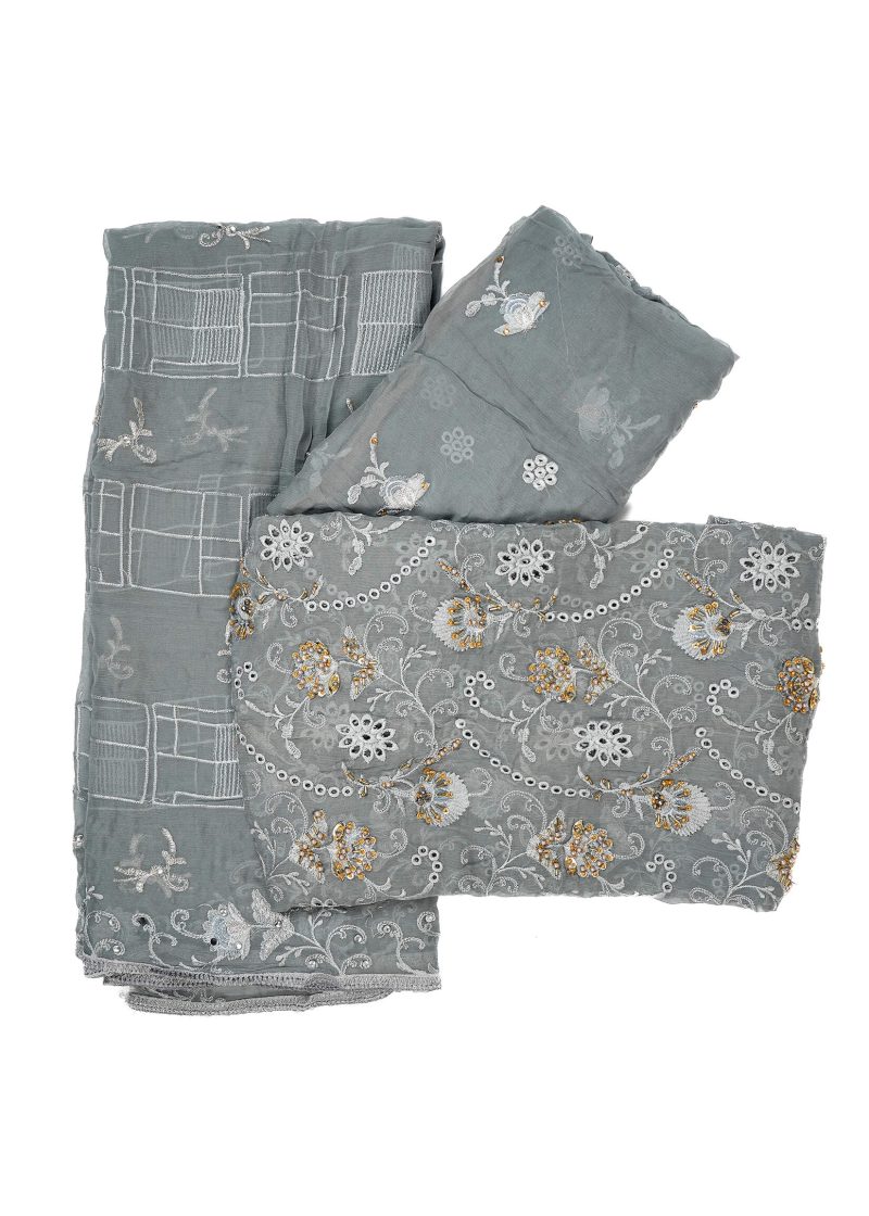 Maysarah Studio | Peach | Unstitched | Festival Wear | Kurta Set | 3 pc Set'