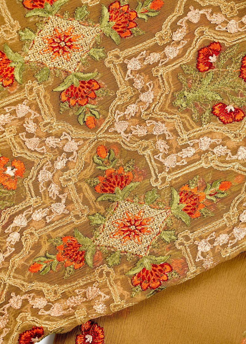 Pakistani | Brown | Unstitched | Daily Wear | Kurta Set | 3 pc Set