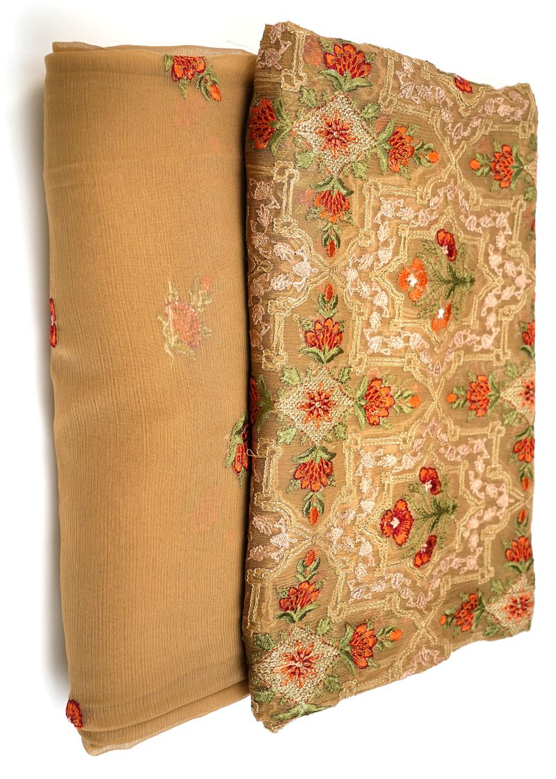 Pakistani | Brown | Unstitched | Daily Wear | Kurta Set | 3 pc Set